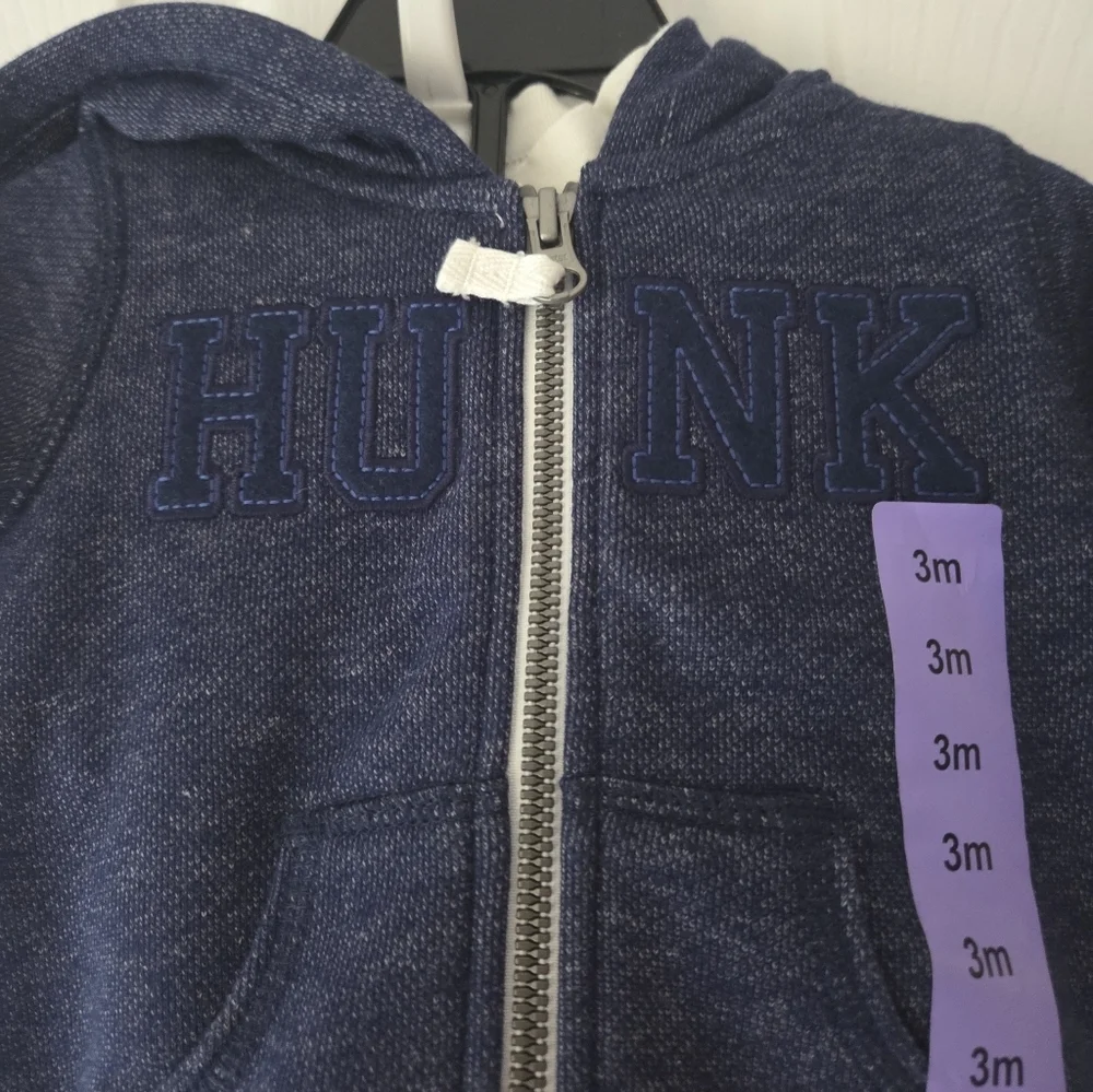 Carter's Baby 3 Month Set 3pc Hoodie, Pants, Bodysuit 'Hunk' Dog NWT Navy